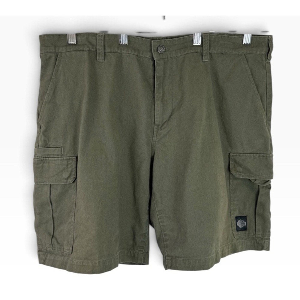 Harley Davidson Men's 40 Cargo Shorts 8.5" Inseam Olive Cotton Twill Rugged
